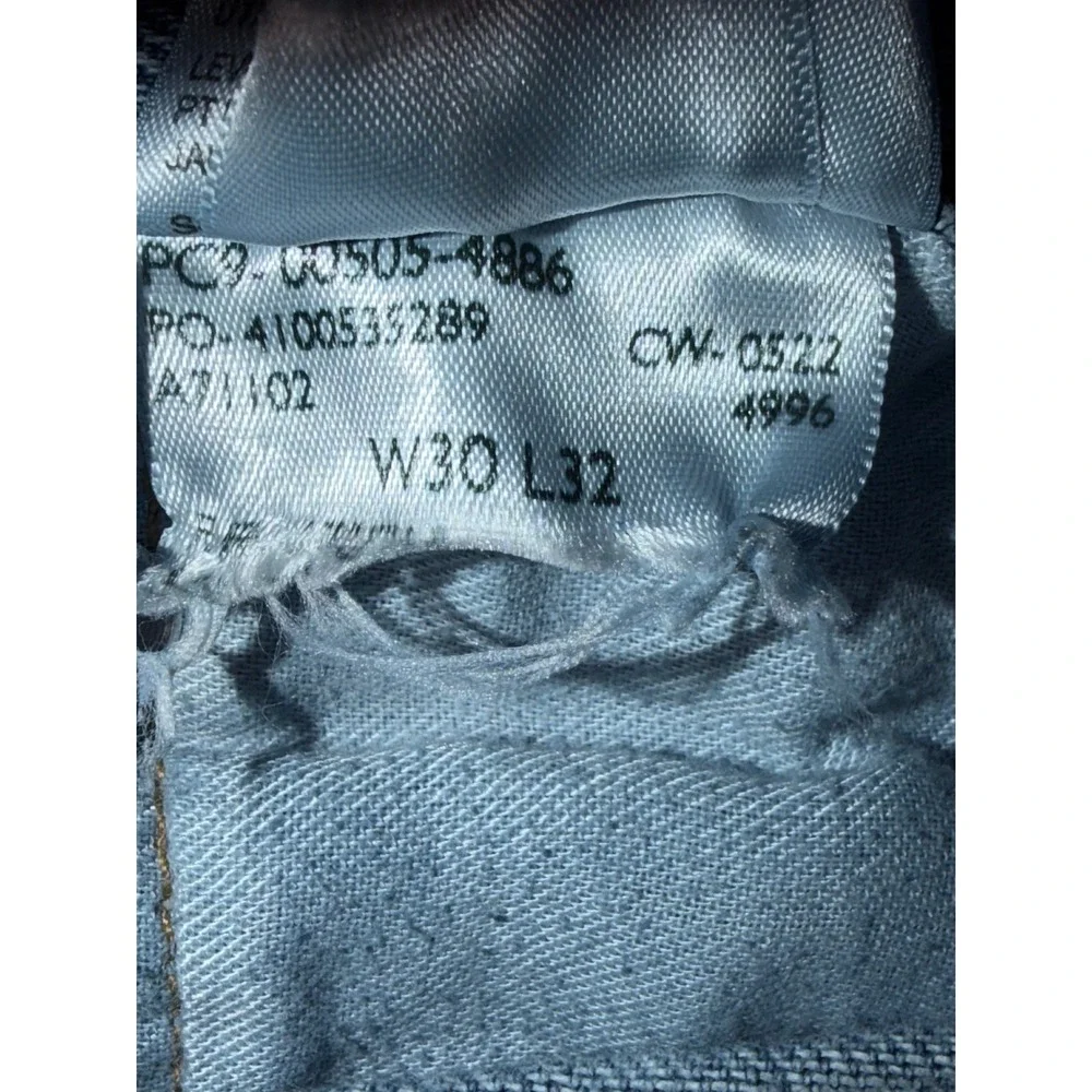 Levi 505 Straight Leg Jeans Mens 30x32 Blue Grunge Distressed Work Fit 30x30.5